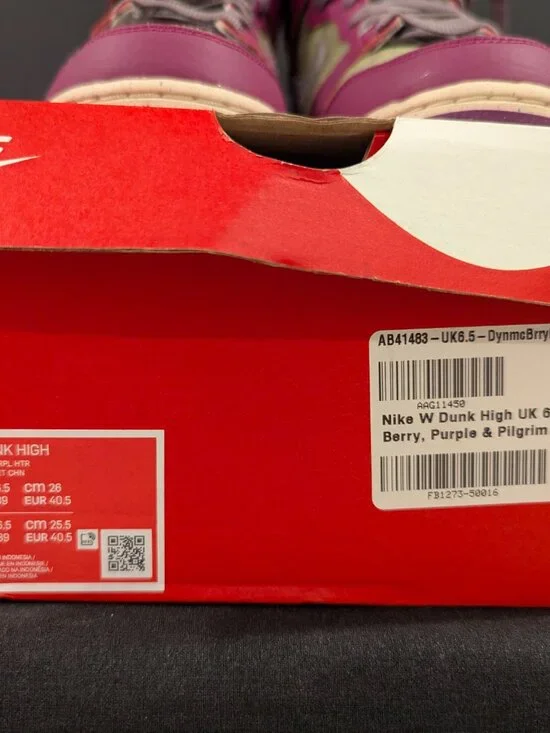 WMNS Nike Dunk High - Sz 9W - Dynamic Berry / Grand Purple Heather - Picture 4 of 7